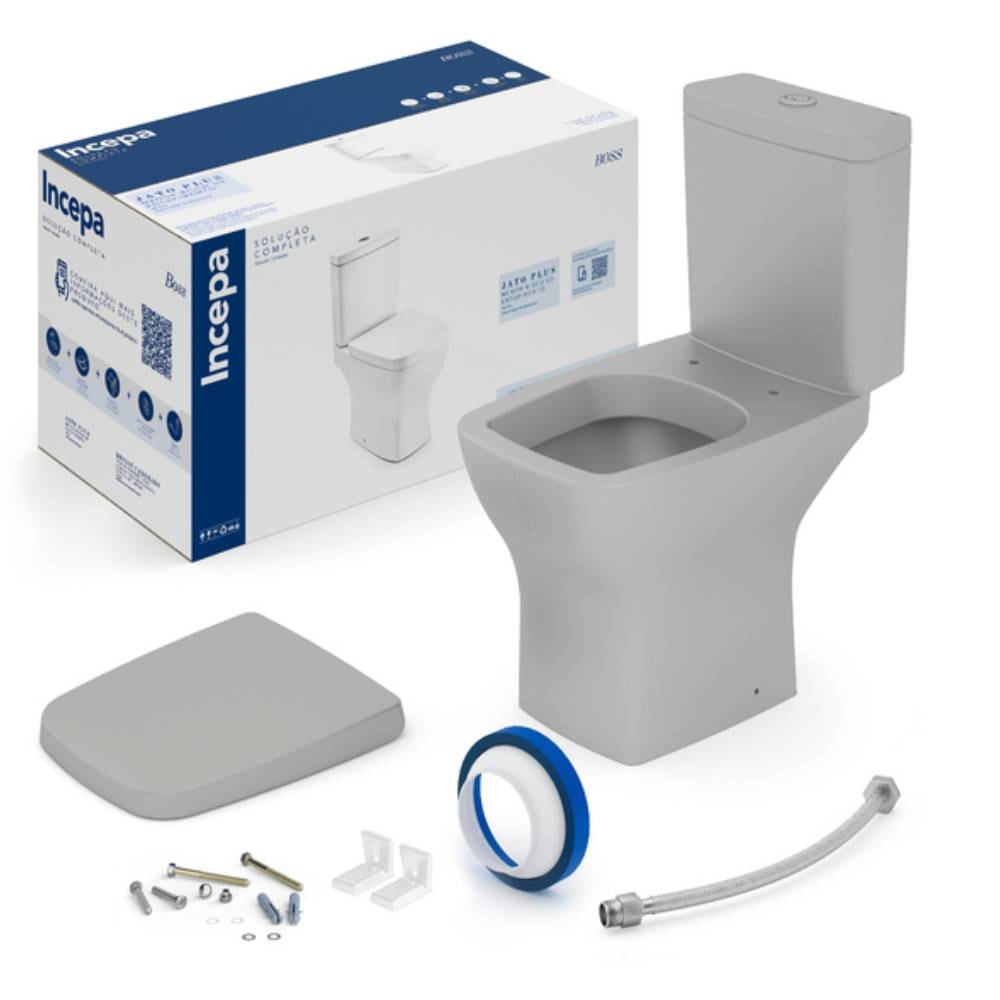 Kit Vaso Sanitário com Caixa Acoplada Incepa Boss Cinza - 1897230071108