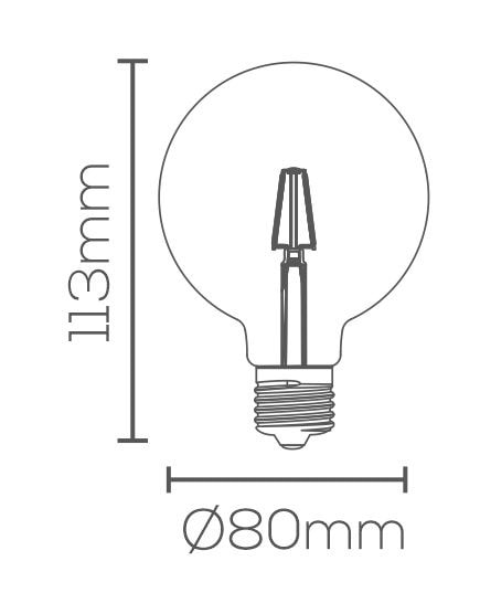 Lâmpada de Filamento LED Evoled Ballon Vintage G80 2W 2200K - LE-3291