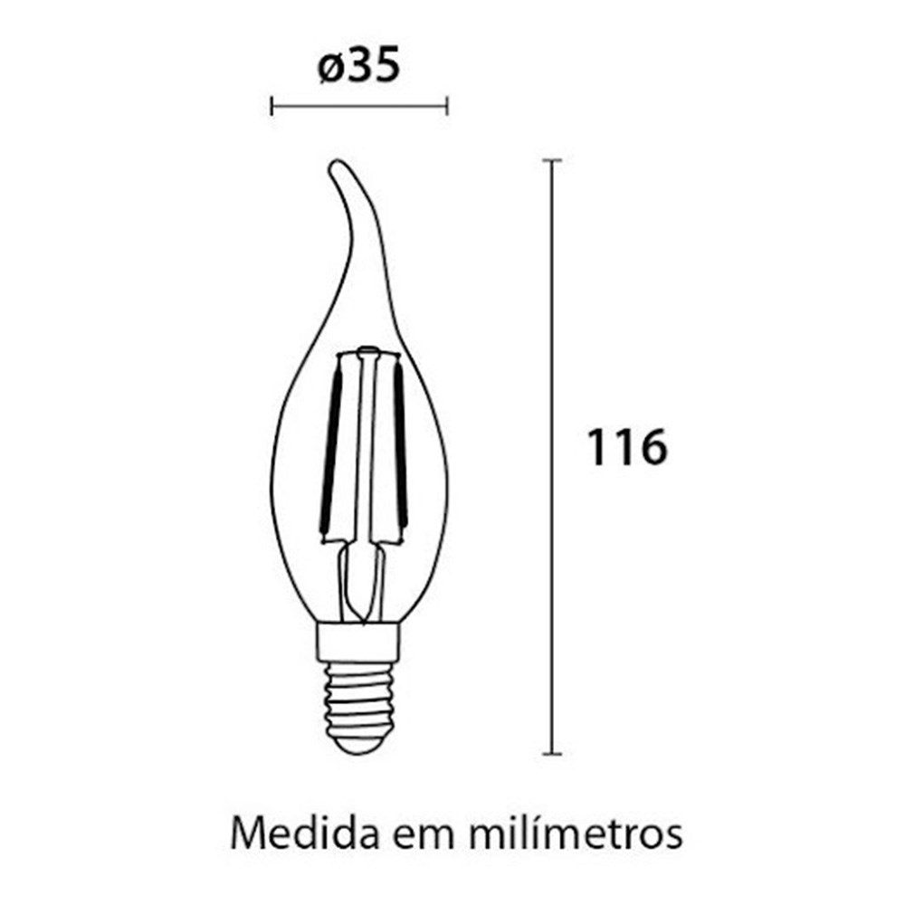 Lâmpada de Filamento LED Evoled Vela Lisa 2W 2200K Bivolt - LE-3292