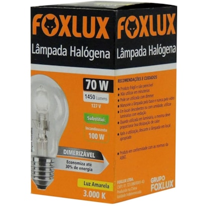 Lâmpada Hálogena Clássica Foxlux 70w 127v - Hc70.1