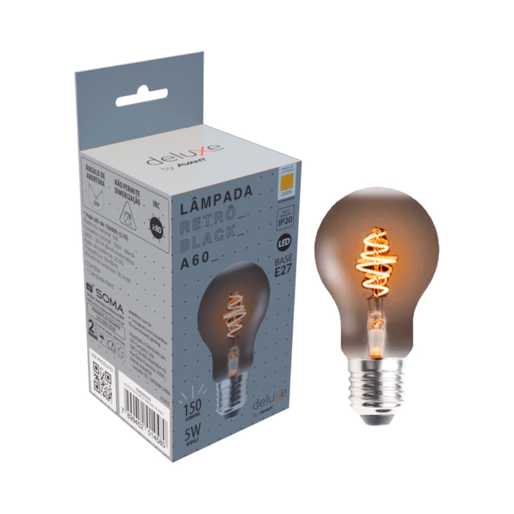 Lâmpada LED Avant Retrô Black A60 5W 3000K - 338500276
