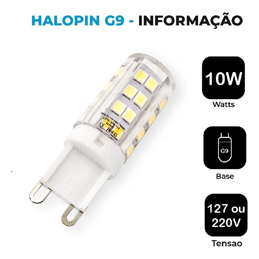 Lâmpada LED Goremi G9 Halopin 10W 2200K Bivolt - 20697