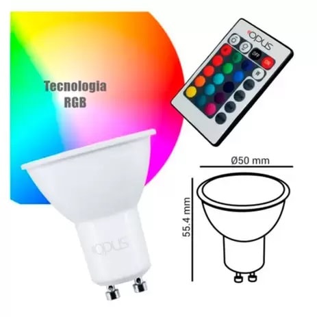 Lâmpada LED Opus RGB Dicróica GU10 com Controle 5W Bivolt