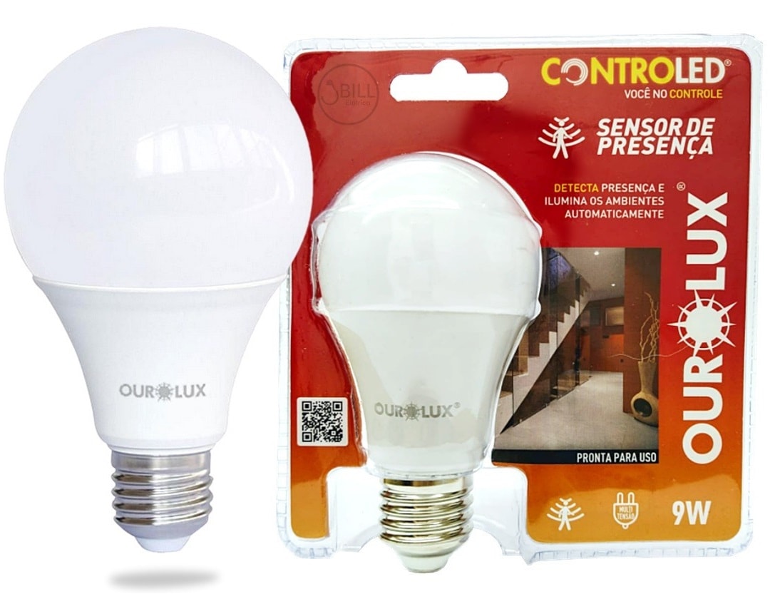 Lâmpada LED Ourolux Controle led Com Sensor de Presença 9w 6500k - 20510