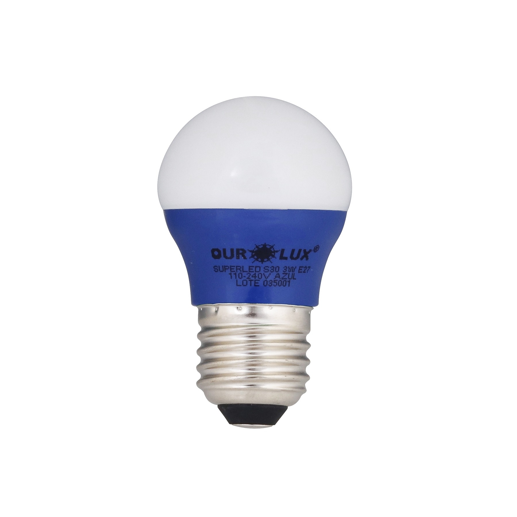 Lâmpada LED Ourolux Superled Bolinha Colors 3W Azul Bivolt - 05432