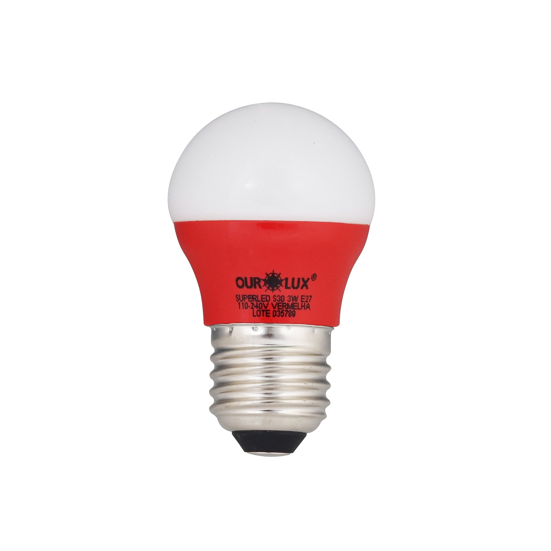 Lâmpada LED Ourolux Superled Bolinha Colors 3W Vermelha Bivolt - 05434