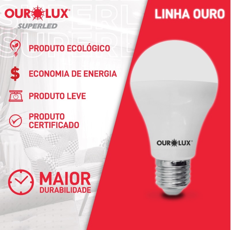 Lâmpada LED Ourolux Superled Ouro 12w Bivolt 6500k - 20041