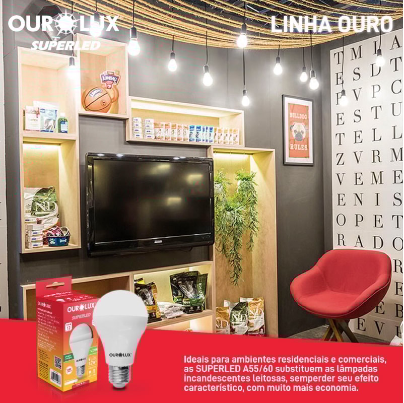 Lâmpada LED Ourolux Superled Ouro 12w Bivolt 6500k - 20041
