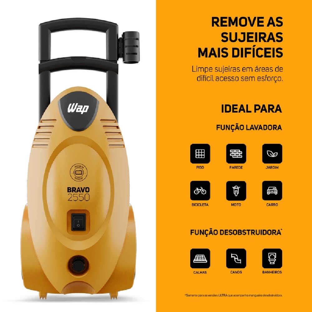 Lavadora Desobstruidora Alta Pressão Wap Bravo Ultra 1700W 127V - FW007652