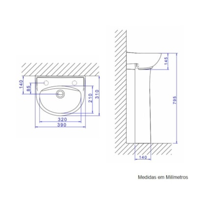 Lavatório de Banheiro Deca 39 x 29cm Branca - L.12.17