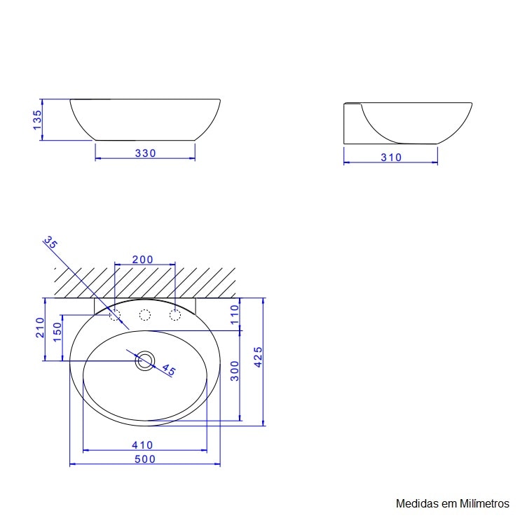 Lavatório de Banheiro Deca Spot 42,5 x 50cm  Branco - L.39.17