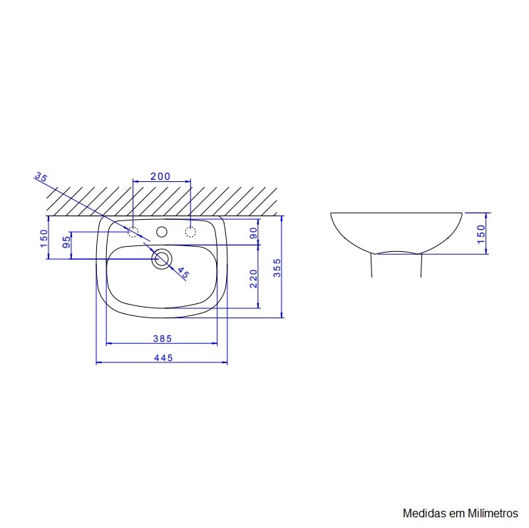 Lavatório de Banheiro Deca Vogue Plus 35,5x44,5cm Branco - L.510.17