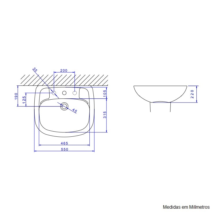 Lavatório de Banheiro Deca Vogue Plus 47x55cm Branco - L.51.17