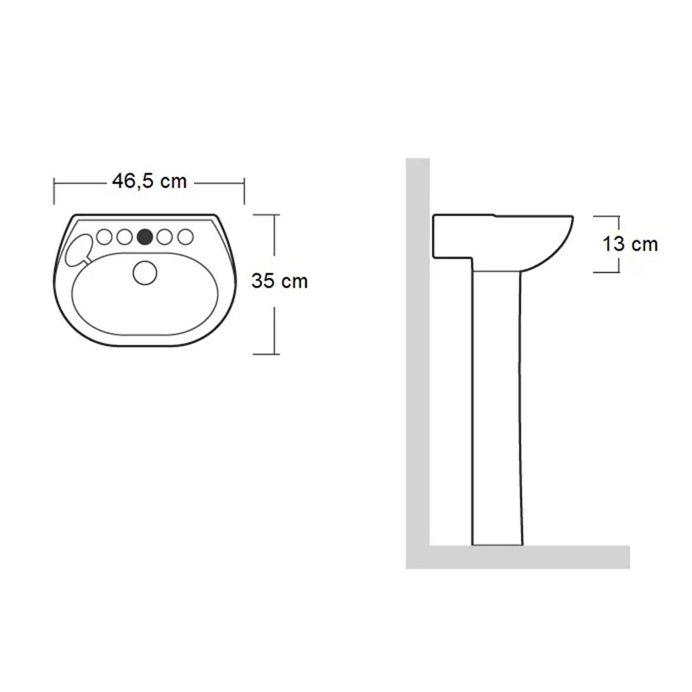 Lavatório de Banheiro Icasa Sabará 46,5 x 35cm Branco - IL3200