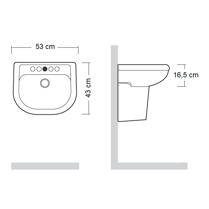 Lavatório de Banheiro Icasa Sabatini 53 x 44cm Branco - IL500