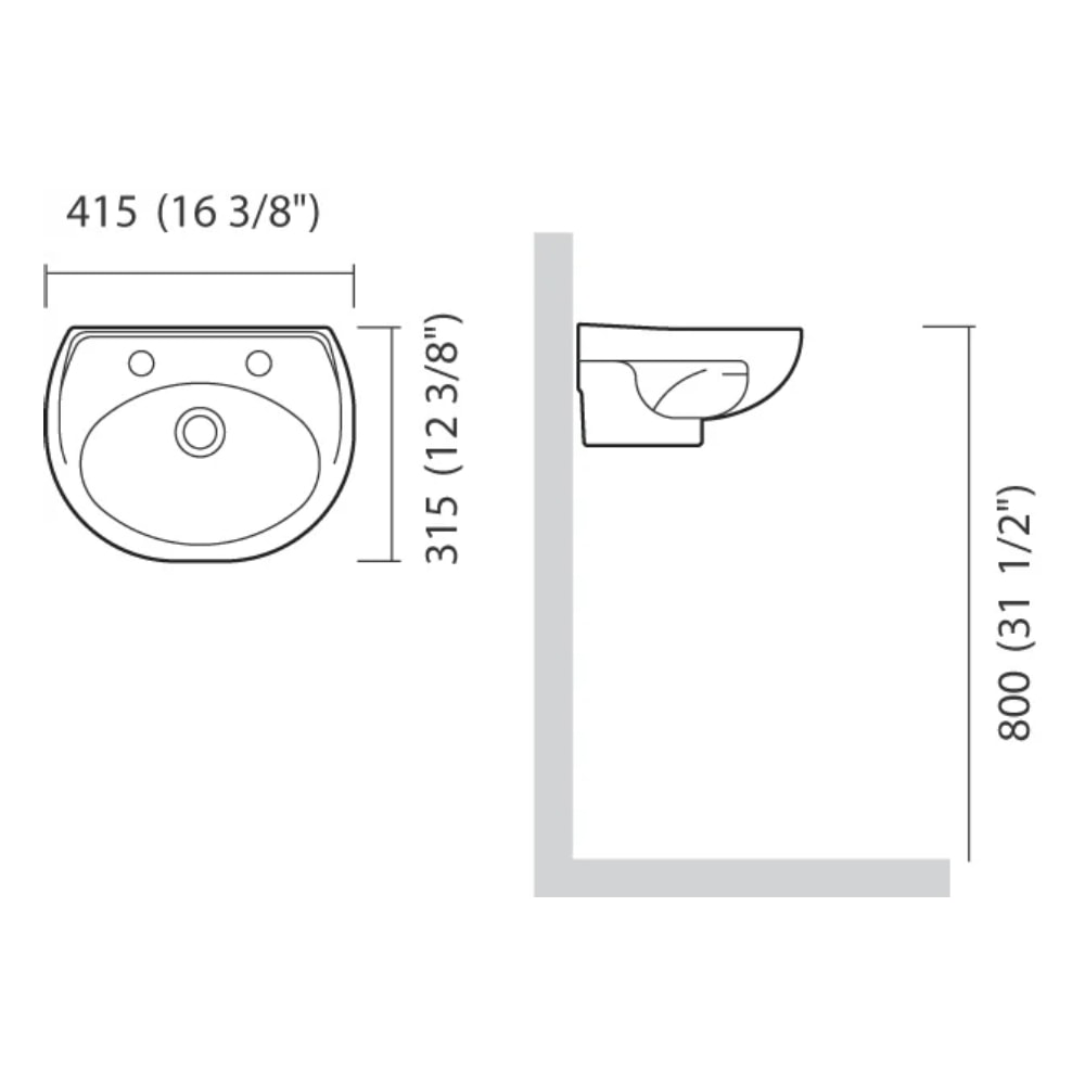 Lavatório de Banheiro Suspenso Icasa Sabará 42x32cm Branco - IL3100