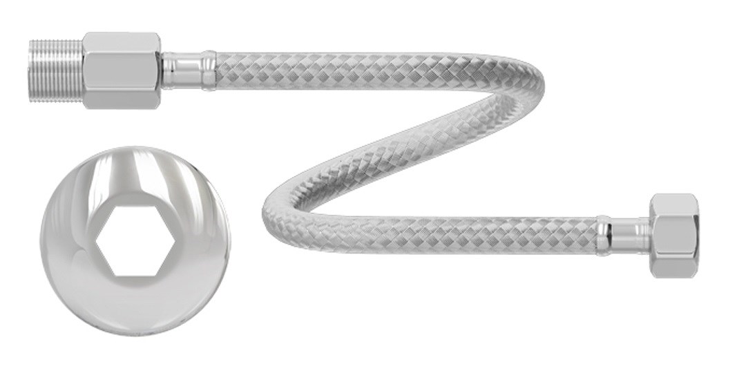 Ligação Flexível Malha de Aço Cromado Censi 30cm - 7546-1