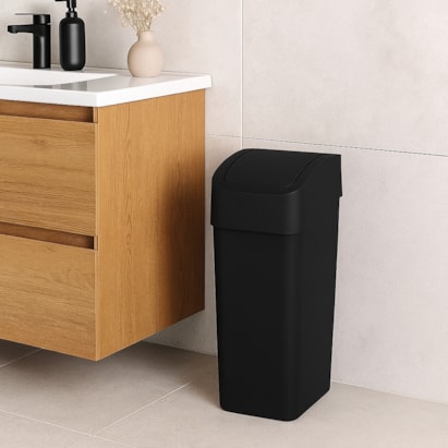 Lixeira Com Tampa Basculante 8L Astra Mediterrâneo Preto - LTB2PR