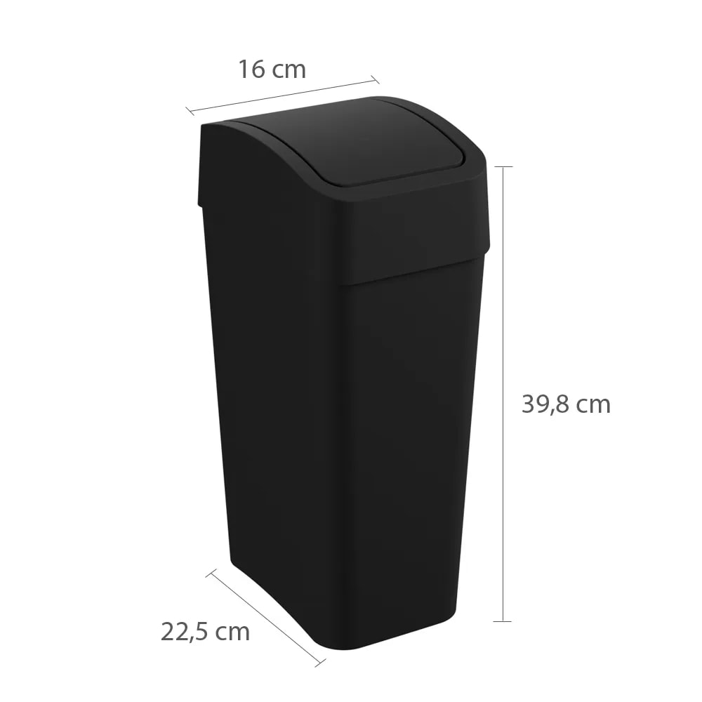 Lixeira Com Tampa Basculante 8L Astra Mediterrâneo Preto - LTB2PR