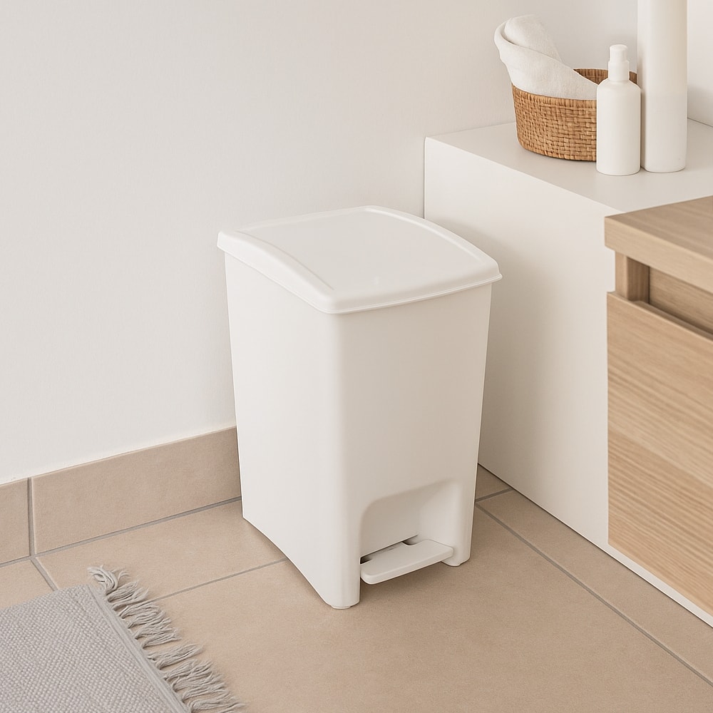 Lixeira de Dupla Abertura Com Pedal Astra 10L Branco - LPDA10BR-BR