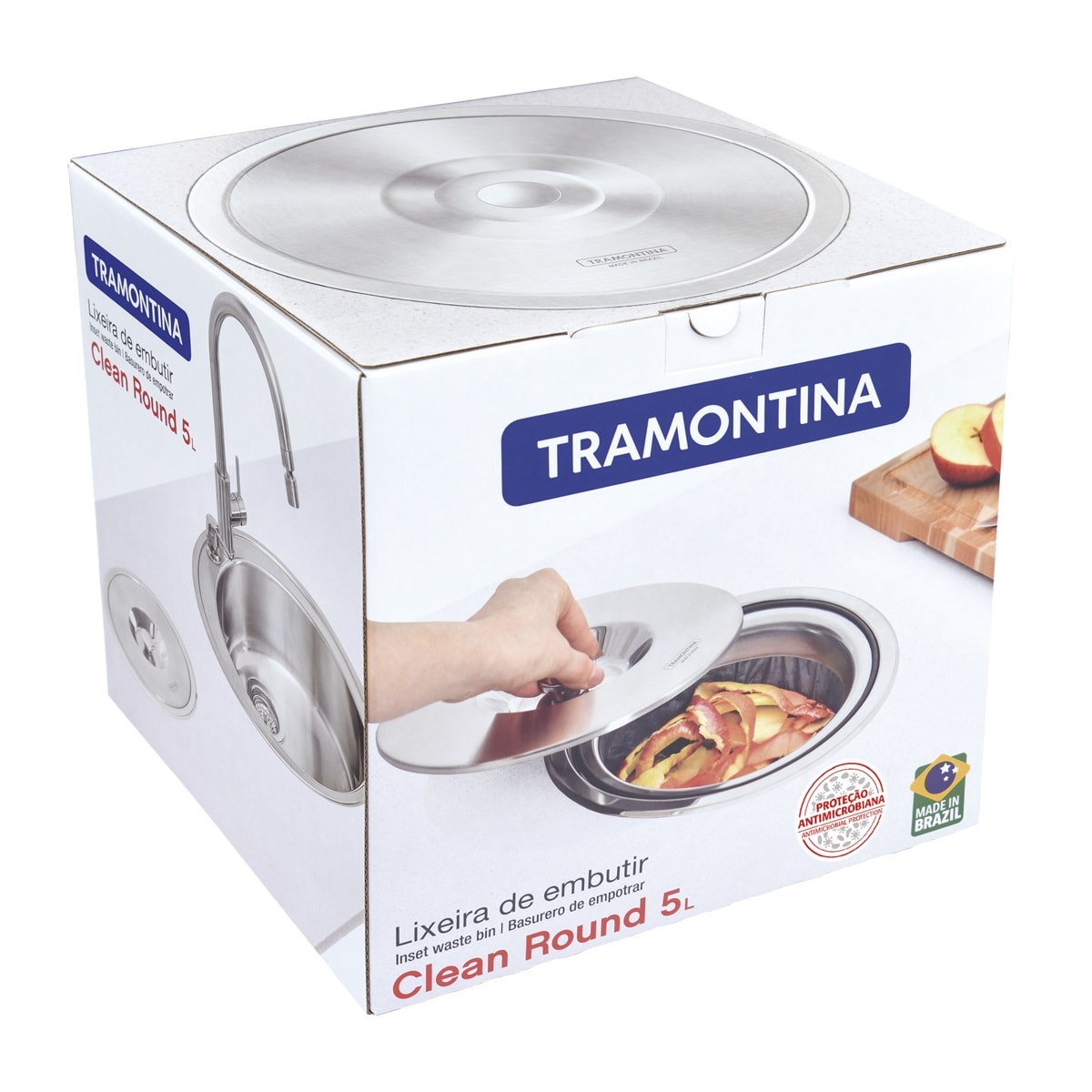 Lixeira de Embutir Tramontina Clean Round Tampa Inox 5L - 94518005