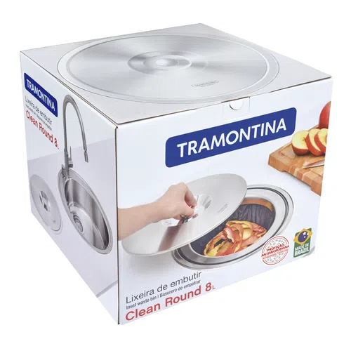 Lixeira de Embutir Tramontina Clean Round Tampa Inox 8L - 94518000