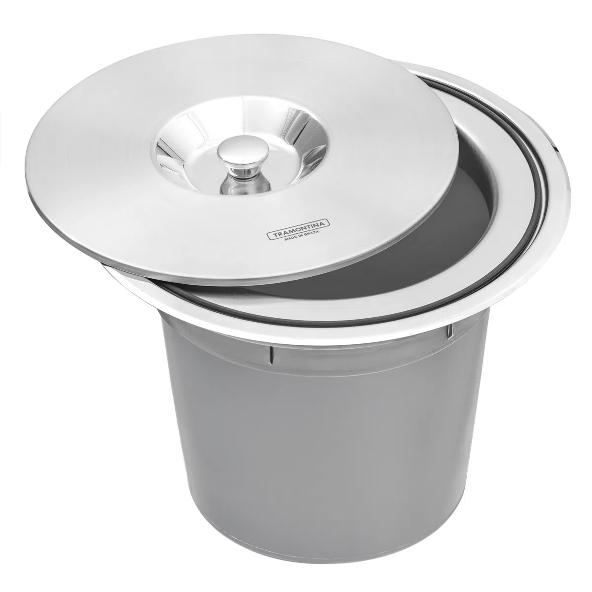 Lixeira de Embutir Tramontina Clean Round Tampa Inox 8L - 94518000