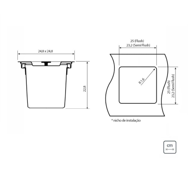 Lixeira de Embutir Tramontina Clean Square Tampa Inox 5L - 94518205