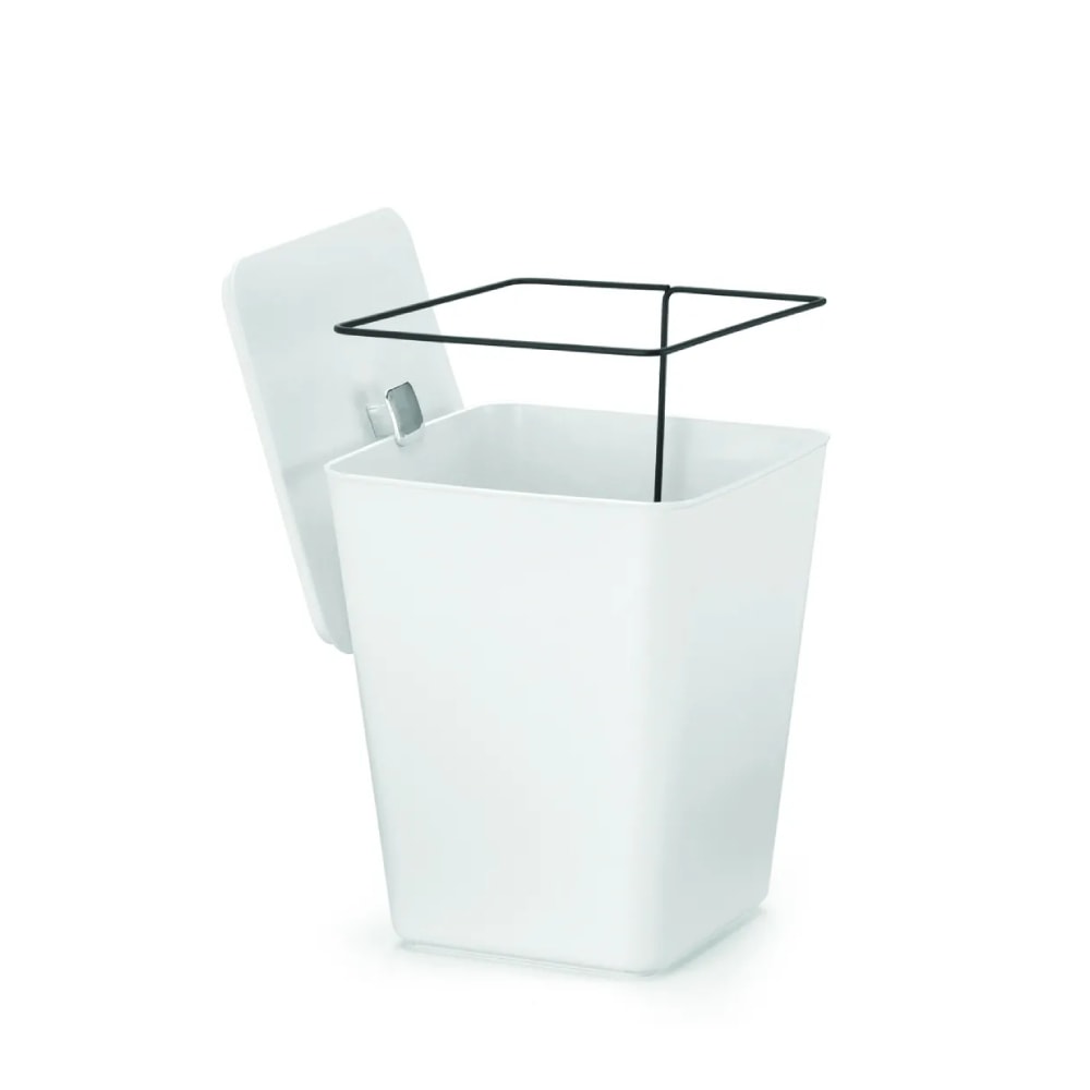 Lixeira Quadrada Arthi Branca 7L Com Tampa e Aramado Interno - 5090