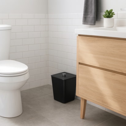 Lixeira Quadrada Arthi Preta 7L Com Tampa e Aramado Interno - 5091