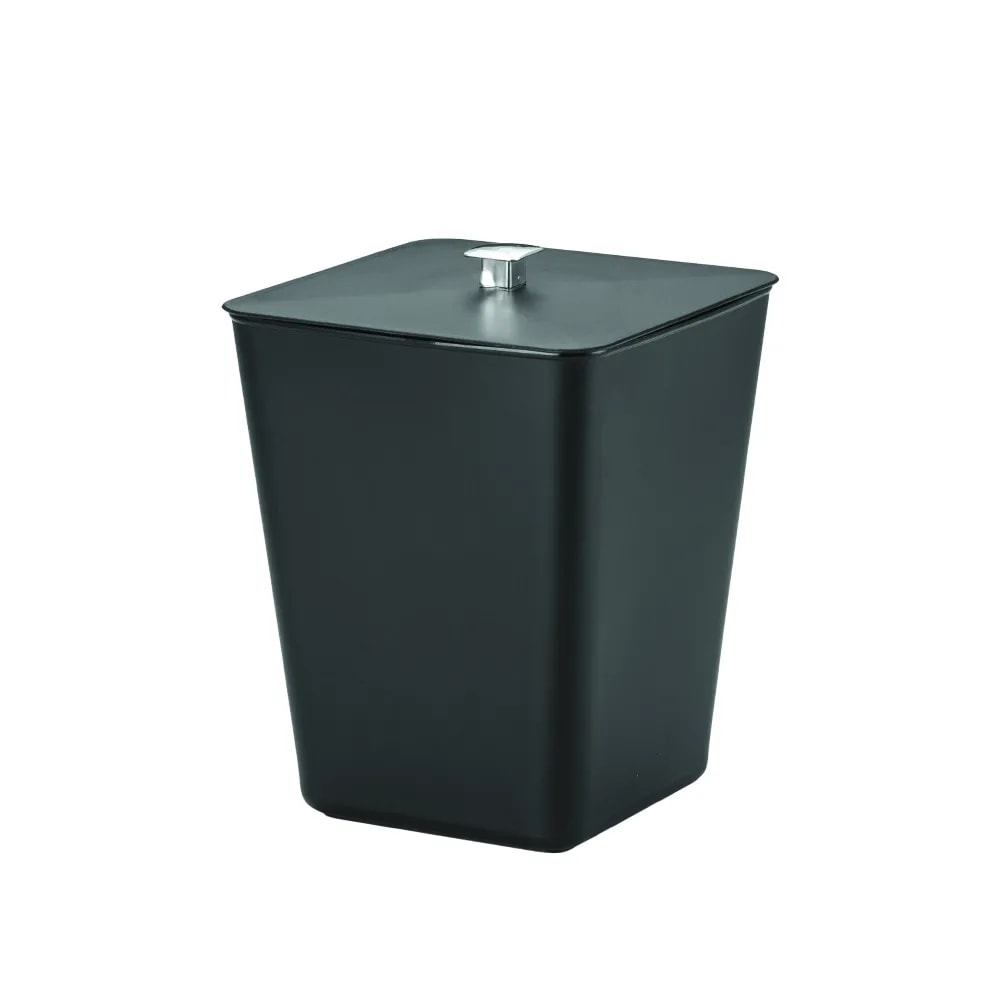 Lixeira Quadrada Arthi Preta 7L Com Tampa e Aramado Interno - 5091