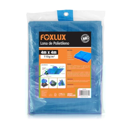 Lona de Polietileno Foxlux Multiuso Impermeável 4M x 4M Azul - 60.15