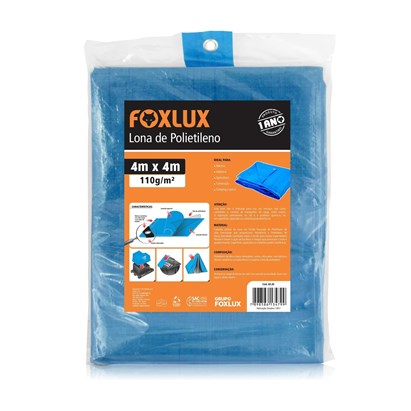 Lona de Polietileno Foxlux Multiuso Impermeável 4M x 4M Azul - 60.15
