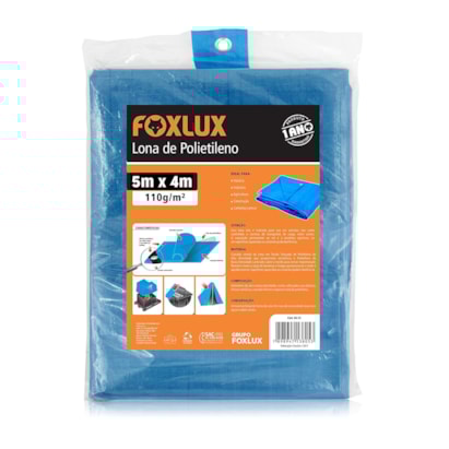 Lona de Polietileno Foxlux Multiuso Impermeável 5M x 4M Azul - 60.16