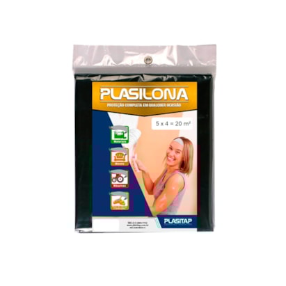Lona Plástica Plasitap 5x4M Preta - C062