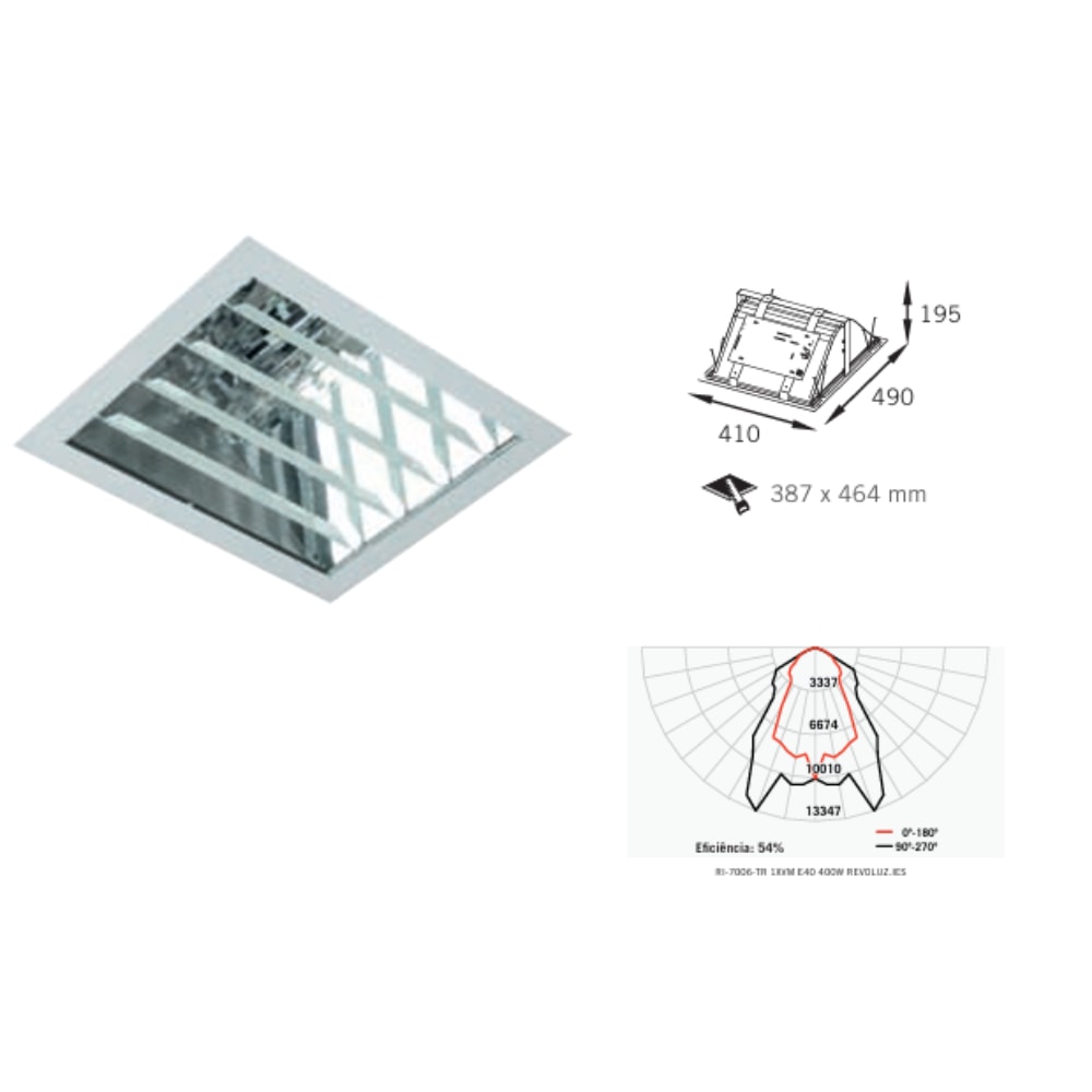 Luminária de Embutir Revoluz Vapor Metálico E40 250/400W - RI-7006