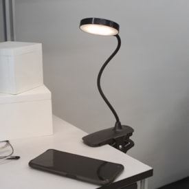 Luminária de Mesa Taschibra Puck Recarregável Com Presilha Preto - 15020045-02