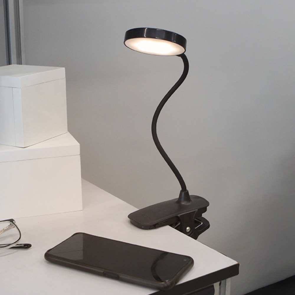 Luminária de Mesa Taschibra Puck Recarregável Com Presilha Preto - 15020045-02