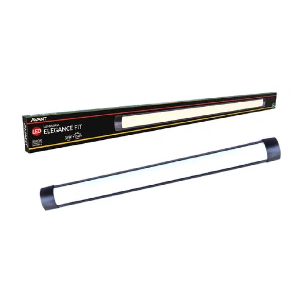 Luminária de Teto Sobrepor Calha Slim 36W 3000K Preto - 946190579