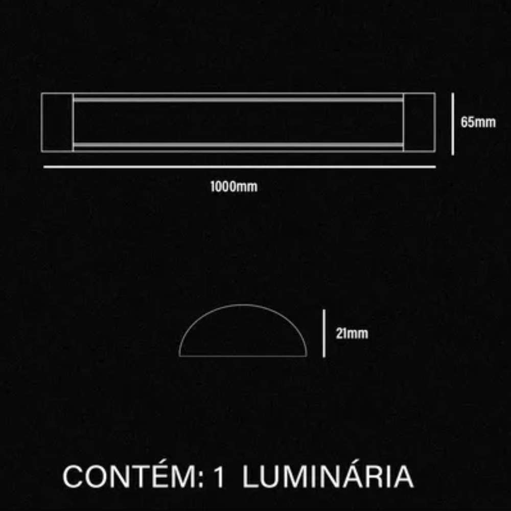 Luminária de Teto Sobrepor Calha Slim 36W 3000K Preto - 946190579
