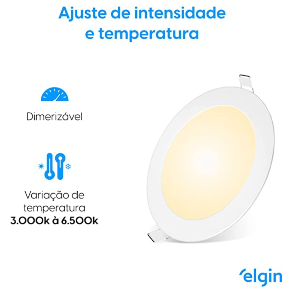Luminária Embutir Elgin Inteligente Redonda 18W 3000K - 6000K - 48D18WERWIFI