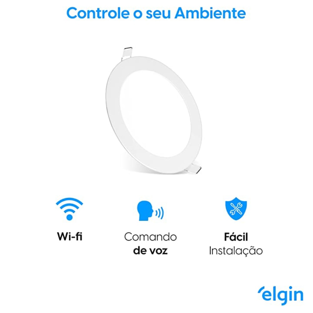Luminária Embutir Elgin Inteligente Redonda 18W 3000K - 6000K - 48D18WERWIFI