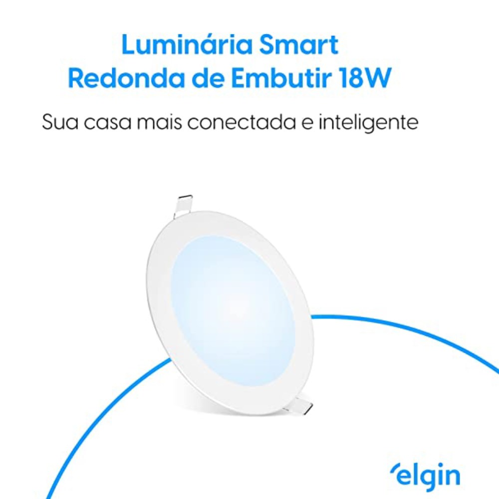 Luminária Embutir Elgin Inteligente Redonda 18W 3000K - 6000K - 48D18WERWIFI