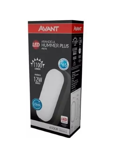 Luminária LED Tartaruga Avant 12W 6000K Bivolt Preta