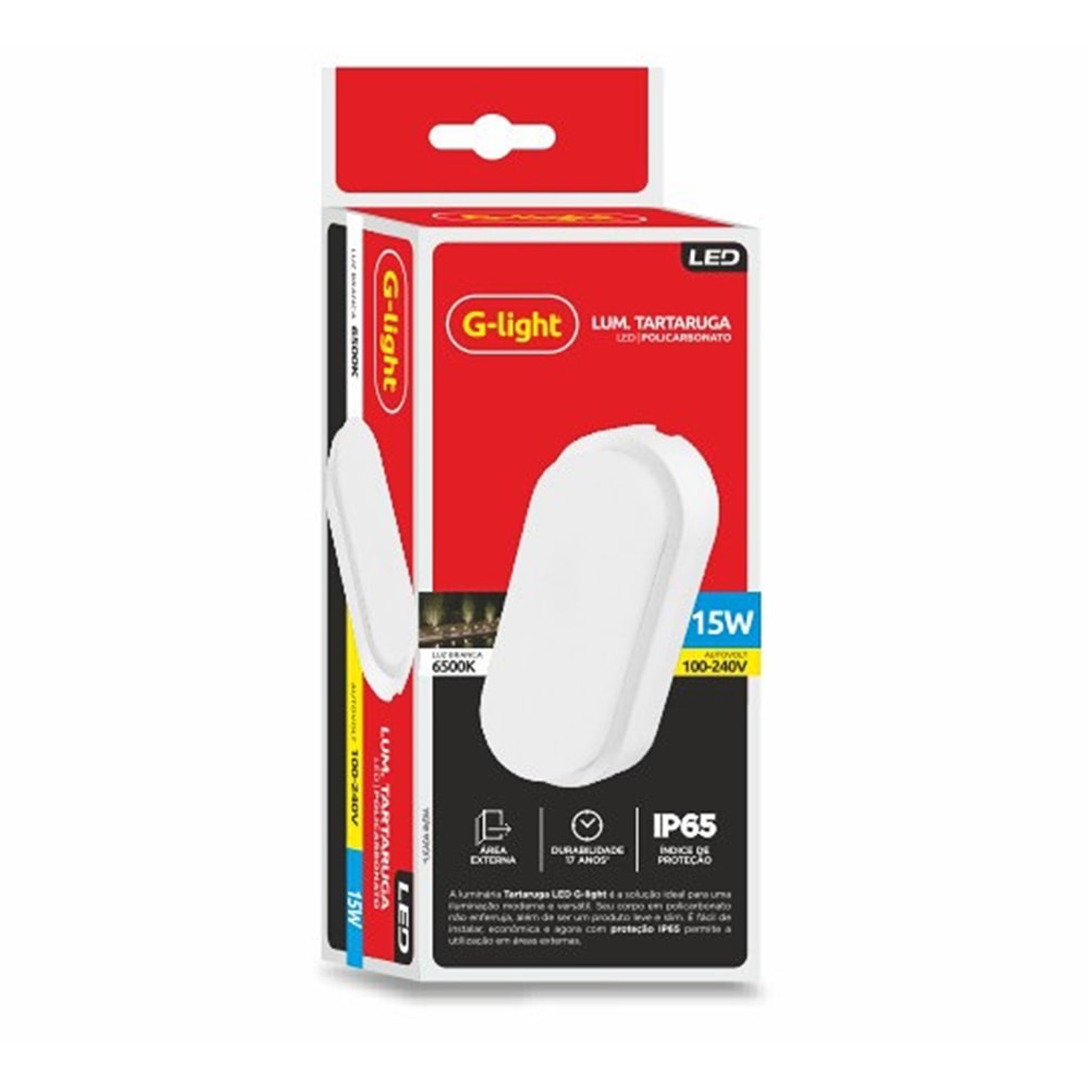 Luminária LED Tartaruga Branca 15W 6000K