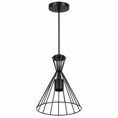 Luminária Pendente ARS Aramado Cone E27 Preto - 152