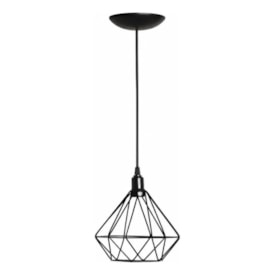Luminária Pendente ARS Aramado Diamante E27 Preto - 156