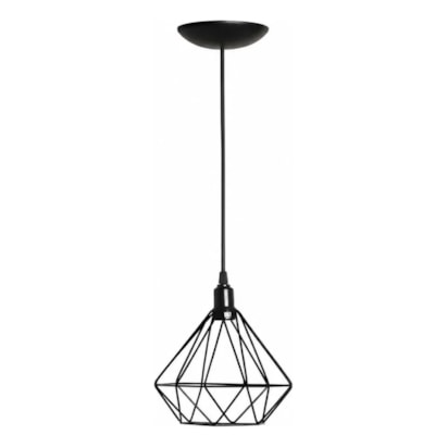 Luminária Pendente ARS Aramado Diamante E27 Preto - 156
