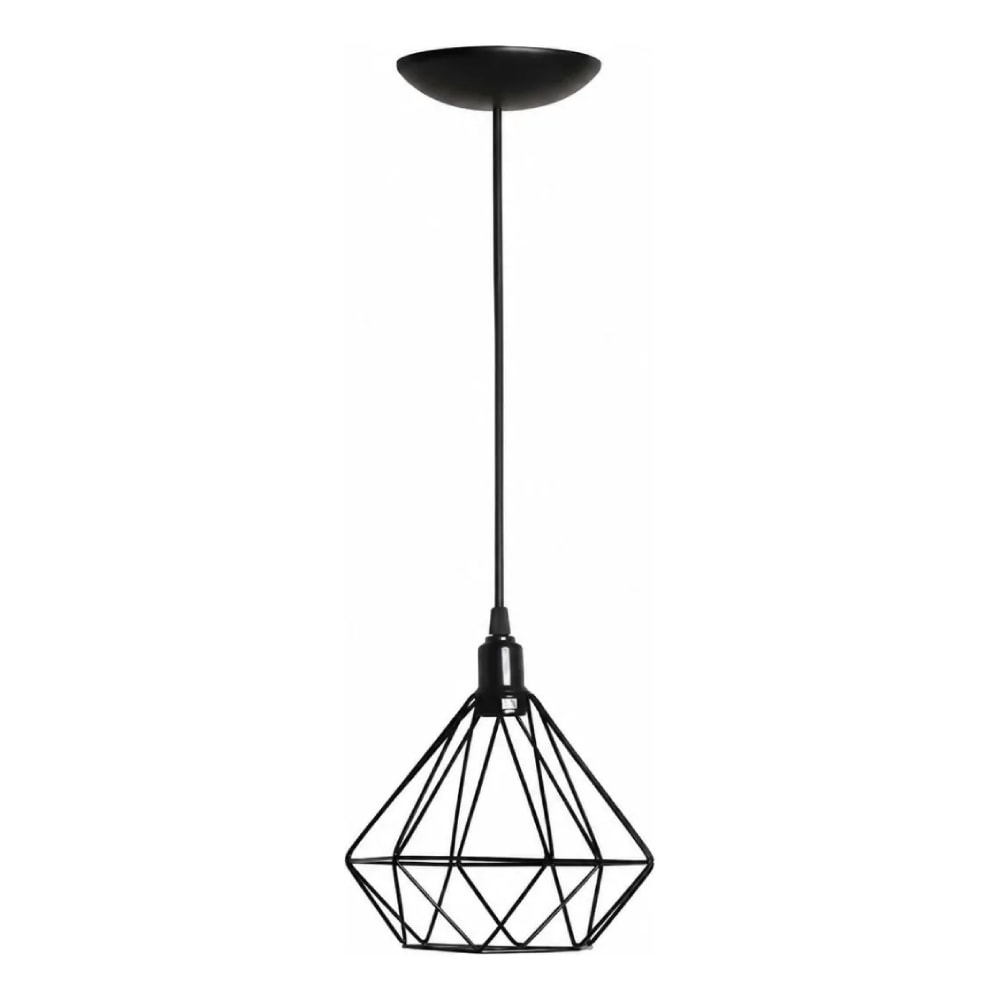 Luminária Pendente ARS Aramado Diamante E27 Preto - 156