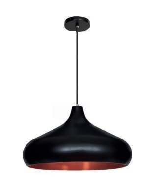 Luminária Pendente ARS Gomo Preto e Cobre E27 - 099211